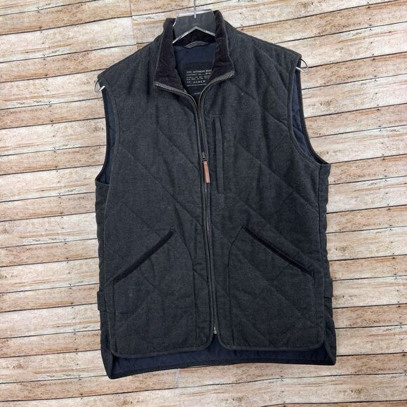 J.Crew Sussex Vest Mens Small Full Zip Primaloft Dark Gray Quilted Outdoors Gorp - Picture 1 of 5